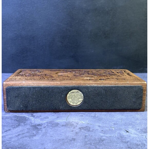 Vintage Lasercraft Engraved Wood Desk Organizer Pen Pencil Card Stand Duck Motif - Picture 6 of 7